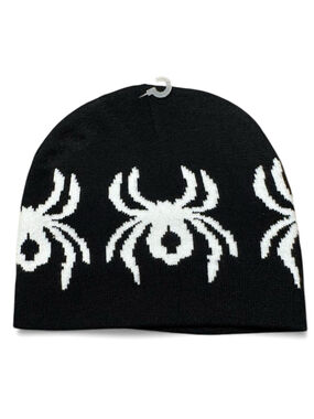 Y2K Spider Beanie One Size Black White